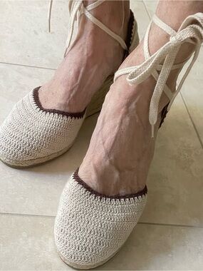 EA/ Etienne Aigner Espadralls/ Lace up wedge/Boho style